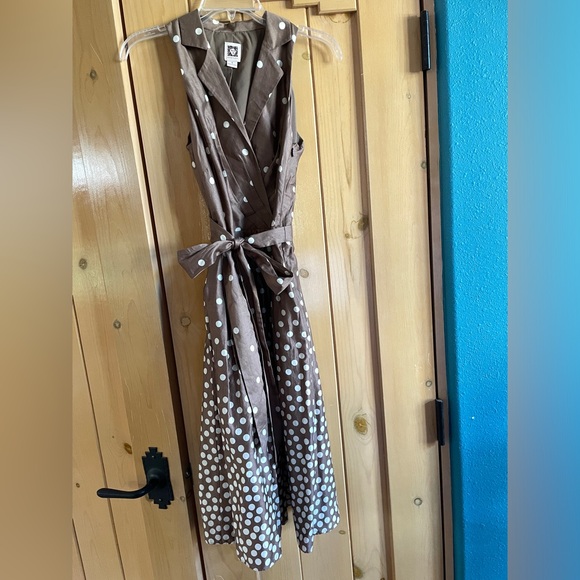 Anne Klein Dress Brown & White Polka Dot Cotton
Summer Dress Size 4 ( S ) - Picture 3 of 8